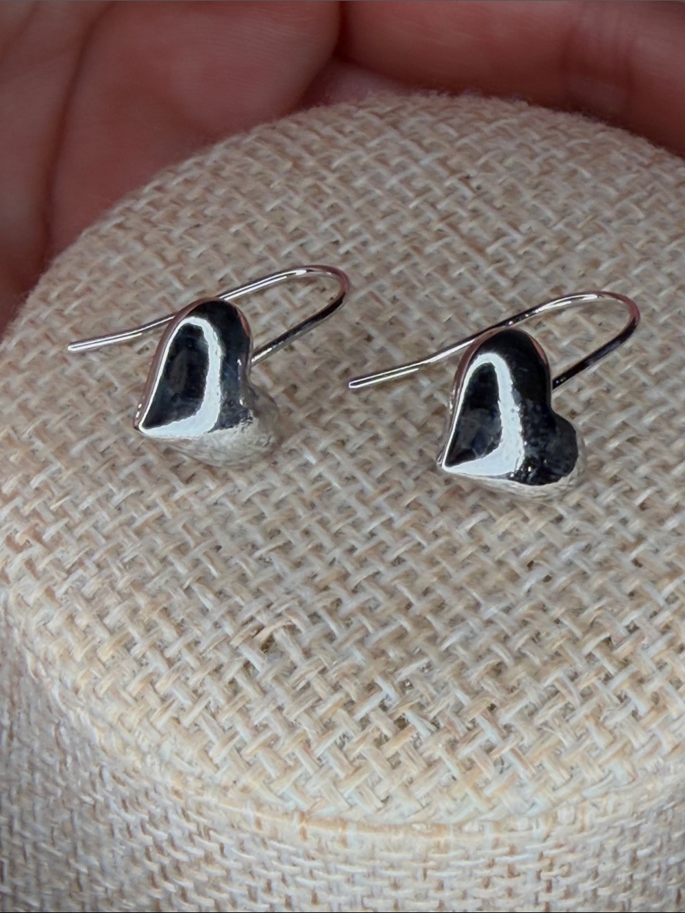 Silver tone Heart Drop Earrings